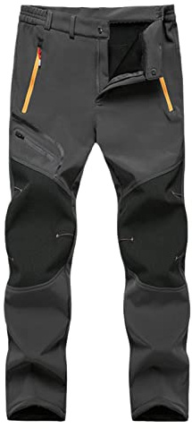 HOURVNEI Pantalon d'hiver en polaire softshell pour homme - Grande taille - Pour trekking, camping, escalade, randonnée, ski, voyage, gris, XXXXXXL