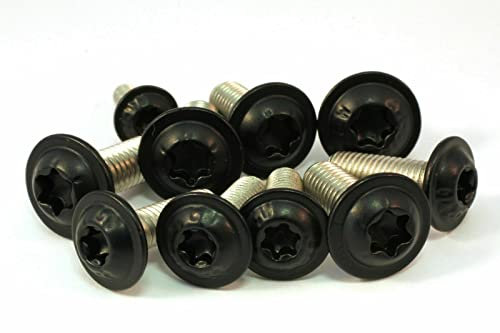 Screws4Bikes | 25x M6x20 | Linsenkopfschrauben mit Flansch | schwarz matt | Edelstahl V2A | ISO 7380-2 mit Innensechsrund/Torx