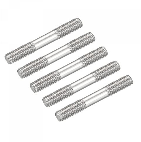 sourcing map Double Ended Stud Screws (M5 Thread 40mm Length) 5pcs, 304 Stainless Steel Dual Threaded Rod Bolts - for House Maintenance