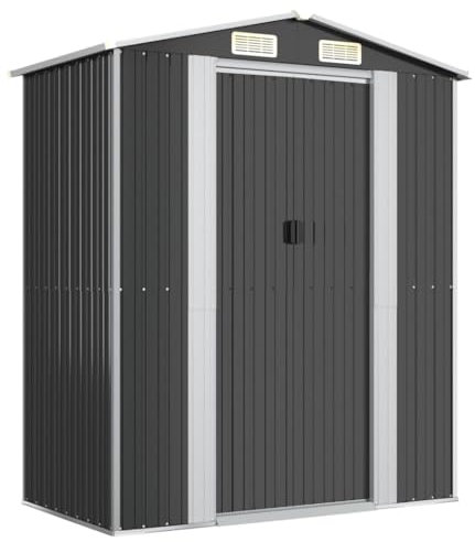 vidaXL Cobertizo de Jardín Exterior Aire Libre Patio Almacenamiento Organizador Casa Puerta Herramienta Caseta Acero Galvanizado Antracita