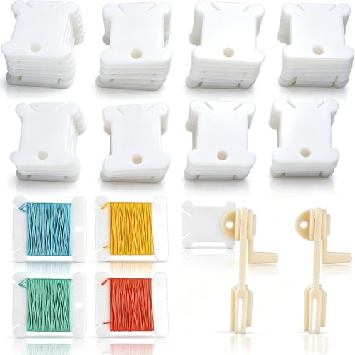 Cyrank Stickgarn Aufbewahrung, 400 Stück Kunststoff-Spulen, Floss Bobbins, Stickgarn-Organizer, Kreuzstich-Spulen, Garnkarten mit Aufwickler für Kreuzstich-Faden, Handwerk, DIY, Nähaufbewahrung