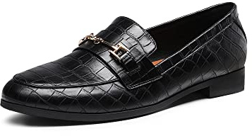 DREAM PAIRS Loafers för kvinnor Penny Loafers mode bekväma platta skor uppklädda skor, Svart sten, 38.5 EU