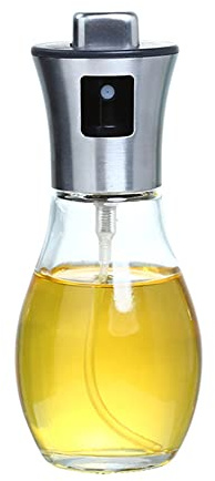 UKMOKE Flacon pulvérisateur d'huile d'olive de 200 ml en verre transparent avec entonnoir pour friteuse à air, cuisine, barbecue, rôtir, salade