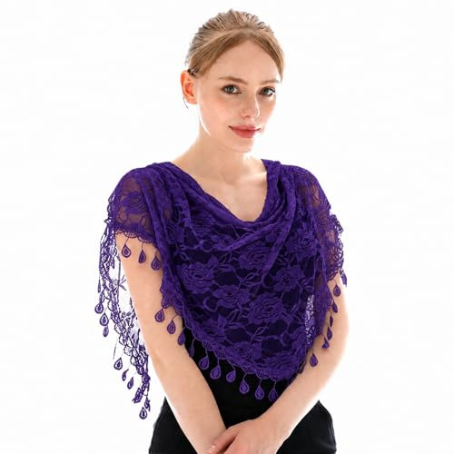 MAIRY Scarfs for Women Ladies Elegant Lace Tassel Shawl Scarves Hair Wrap Triangle Scarf FL-M09