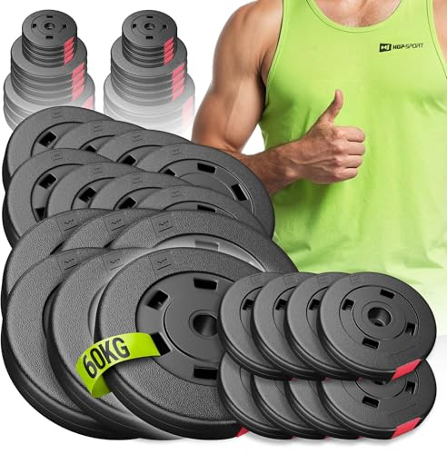 Hop-Sport Hantelscheiben Set 30 kg, Gewichtsscheiben mit Ø 30 mm Bohrung für Langhantel & Kurzhantel, Hantel Gewichte,