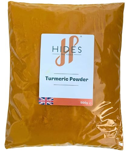 Hides Fine Foods - Turmeric Powder 500g - GMO Free - Suitable for Vegetarians - Spice Staple - Southeast Asian Cuisine - Indian Cooking - Curries - Dhal