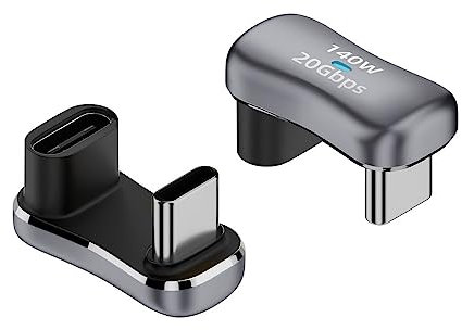 Szaerfa 2 PCS 180 Degree Right Angle USB-C Male to USB-C Female Adapter,20Gbps Data Transfer USB Type-C Adapter Extender for ROG Ally for Steam Deck - 2 Pack (male to C female)