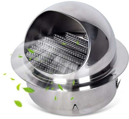 Rejilla Ventilación 110mm Acero Inoxidable Malla Fina Cubierta Redonda | Salida Aire Prueba Lluvia para Baño Cocina Secadora Extractora