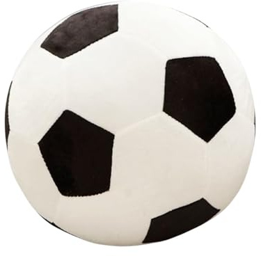XZJMY Fußball-Plüschkissen, gefülltes Sport-Wurf-Plüschtier, dekorativ, rund, großes Fußballkissen, 3D-Ballförmiges Wurfkissen, Geschenk für Mädchen oder Jungen (Schwarz und Weiß, 28 cm)