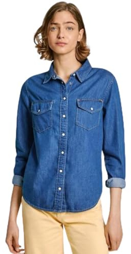 Pepe Jeans Regular Shirt PL304894, Camicia in Jeans Donna, Blue (Denim-HT8),