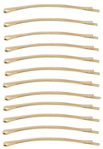 Mytoptrendz® Bobby-Haarnadeln, extra lang, flach, breit, gebogen, Jumbo-Metall-Haarspangen, für Damen und Mädchen, lang, dick, goldfarben, 8 cm, 12 Stück