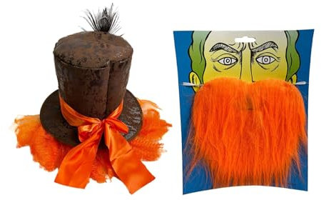 rockible Zylinder, Kopfbedeckung, Accessoires, bunt, für Damen und Herren, Piratenhut mit orangefarbenem Haar, Hatter-Hut