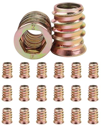 20 st. skruvmuttrar M 10 x 20 mm, jeboler gänginsatser inpressningsmuttrar gänghylsor skruvhylsa, gänginsats trä skruvhylsa hylsmutter, zink skruvhylsor för trämöbler