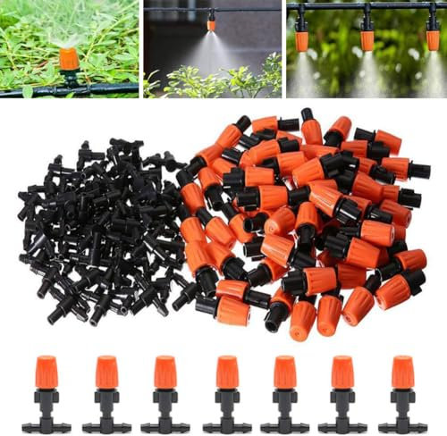 50 Pezzi Gocciolatori Irrigazione Kit Irrigazione a Goccia Regolabile Irrigazione Gocciolatori Atomizzare Ugello con 50 Pezzi Connettore per Tubo a T per il Collegamento di un Tubo da 4/7 mm