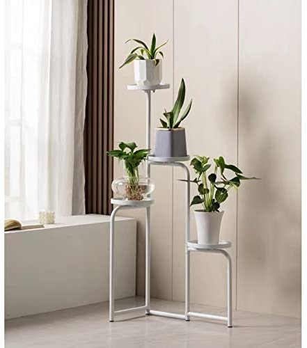 pflanzenständer, blumenstand, blumenstander Blumenregal pflanzenhocker pflanzentopf blumentopf hoch indoor holz seule Garten Blumentreppen Pflanzentreppe Ablagen deko gold metall weiß schwar
