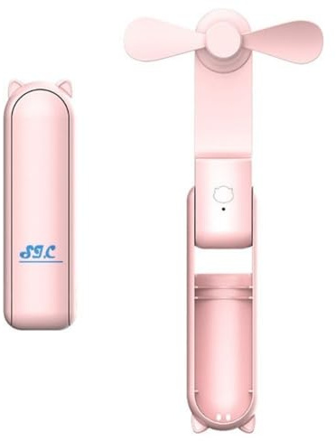 SIC Tragbarer Mini-Ventilator, Batteriebetrieben, Leiser Schreibtischventilator für Büro, Powerbank Wiederaufladbar Mit Typ C Port (Rosa)