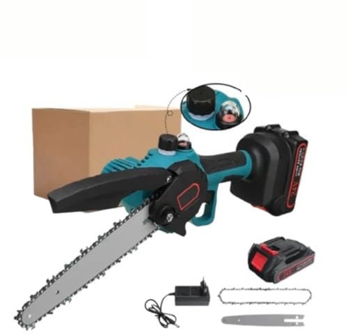 Motosierra eléctrica bateria 24 V portátil mini | Poda o jardín | 8 pulgadas con depósito de aceite, con bloqueo seguridad y una cadena