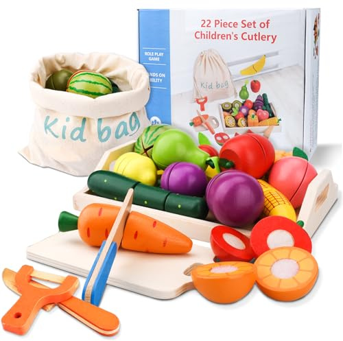 UCAMP Frutta da Tagliare Giocattolo,Giochi Accessori Cibo Cucina,Cibo giocattolo,Accessori Cucina Bambini con Frutta e Verdura Giocattolo,per 3-5 Anni Regalo Compleanno Pasqua Halloween Natale