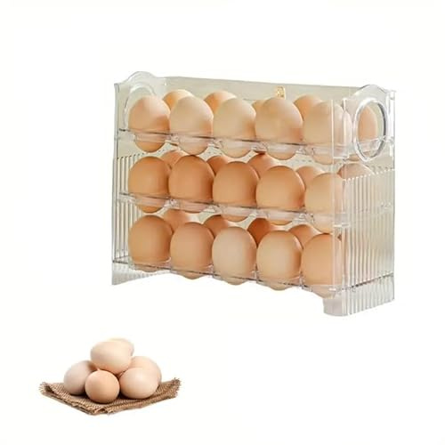 Boîte de rangement à œufs à 3 niveaux en plastique - Boîte de protection pour réfrigérateur congélateur - Boîte de rangement pour pique-nique, camping, voyage - Portable - 30 compartiments -
