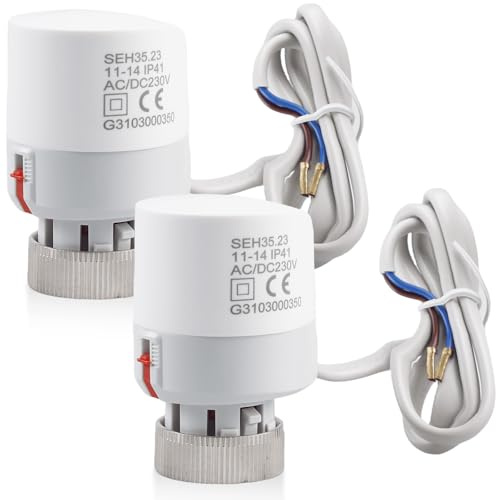 2 Stück Thermischer Stellantrieb 230V, Stellmotor Fussbodenheizung, Stellantrieb Für Fußbodenheizung, Elektroothermischer Aktuator (Normally Closed), Ip41, Für Nahezu Jeden Heizkreisverteiler