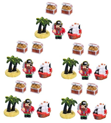 IMIKEYA 5 Sätze Piraten-Ornamente Puppenhaus-Miniaturdekore Piraten-Actionfiguren Piratenspielzeug büro Dekoration Office Decoration Mini-Strandfiguren Miniatur-Piratenschiff- Harz
