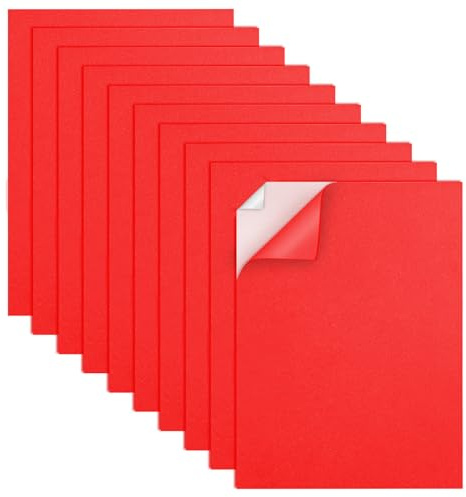 MEARCOOH 10 Stück Moosgummi Platten Selbstklebend Rot, A4 22cm x 30cm EVA Foam, Moosgummi Selbstklebend 2mm für Bastelarbeiten Fotorahmen Scrapbooking (10 Blätter Rot)