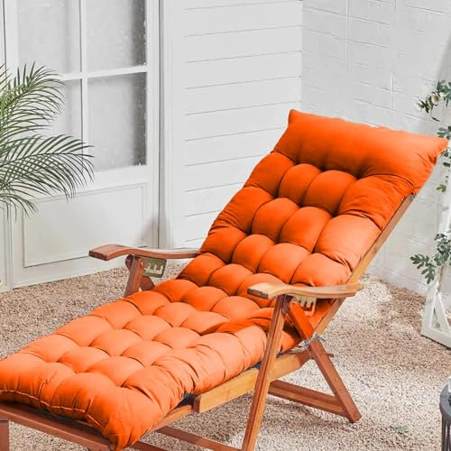 Elegantes Sonnenliegen-Kissen mit strapazierfähigem Stoff für drinnen und draußen, Komfort, leichte und tragbare Stuhlauflage für alle Jahreszeiten, Orange, 170 x 55 cm