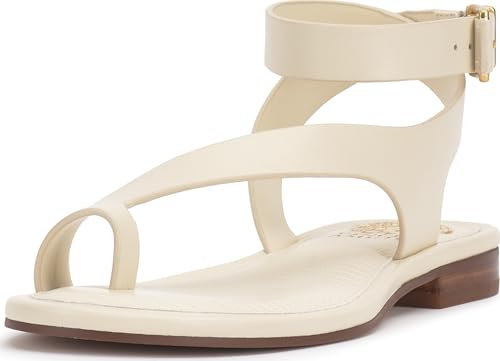 Vince Camuto Women's Liba Toe Loop Wrap Flat Sandal, Panna Creme, 10