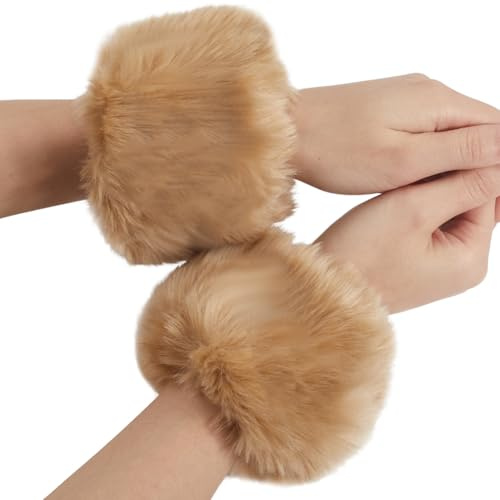 CABODYALS Scaldabraccia In Pelliccia Marrone Polsino In Pelliccia Polso CaCHIS Corto Invernale Antivento Finto Peluche Polsini Sfocati Manicotti Manicotti Caldi Guanti Da Polso Maniche per Donne Bracc