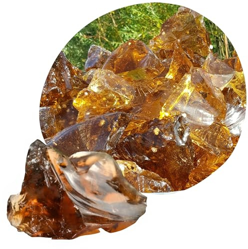 Glassteine Deko aus Recyceltem Glas Karamell 15kg - Glasnuggets Groß 5-10 cm - Dekosteine für Vasen und Blumentöpfe - Terrarium & Aquarium Steine - Gartensteine für Innen & Außen (Karamell, 15kg)