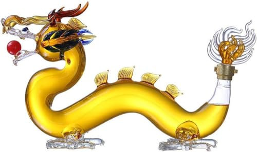 Decantador de vino de 1000 ml, decantador de whisky con diseño de dragón, vidrio de borosilicato alto