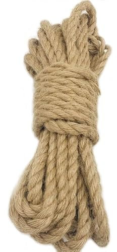 Hanfseil, Juteseil, Juteschnur.Natur Tau Seil Kordel, 100% Natur Hanfseil,Bastelschnur für Garten, DIY Kunsthandwerk,5Meter,10mm