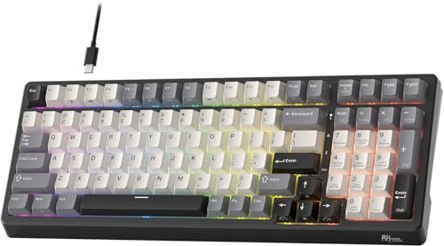 RK ROYAL KLUDGE Tastiera meccanica con cavo KI F99, QWERTY US | Con traduzione vocale in tempo reale, interruttore lineare hot swap, RGB, due porte USB, supporto software KI