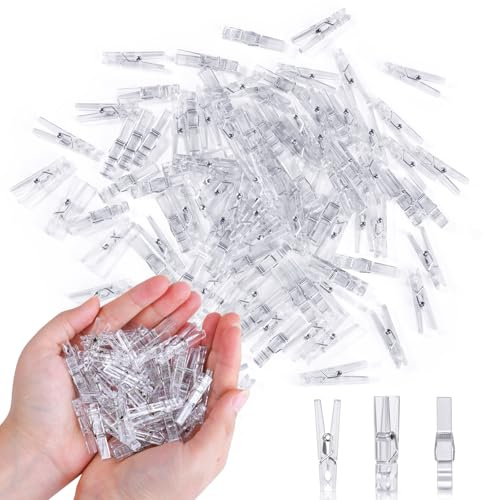 100PCS Clear Clothes Pins for Baby Shower Games Boy Girl, Acrylic Clothes Pin Bulk, 1.4 Inch Mini Clothespins for Photos, DIY Crafts, Baby Shower Game Prop, Party Decorations Favors