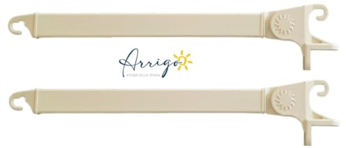 Coppia Bracci per Tende da Sole Universali in Alluminio Verniciato – Compatibili Tempotest Parà – Lunghezza 50 o 70 cm – Attacco Gancio, Colori Vari, Sostituzione Braccetti (Avorio, 50 cm)