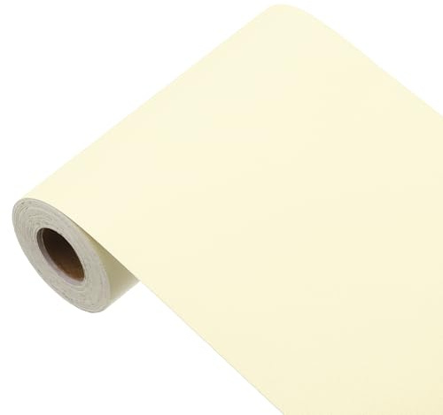 sourcing map Papier peint jaune crème à décoller et à coller, papier peint autocollant en vinyle de couleur unie pour revêtement mural, 998,2 x 15 cm, jaune crème