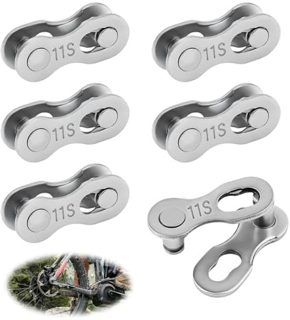 Aihoom 6 Pairs Chain Quick Connector for Bicycle, Reusable Silver Missing Link Repair Links, Durable 11-Speed Bike Chain Replacement for Mountain, Road, BMX, Easy Installation,Long-Lasting Performance