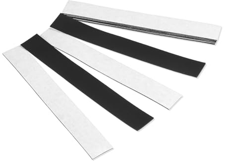 Starka magnetremsor självhäftande, 10 stycken platta magnettejp, rektangulärt magnetband självhäftande, flexibel magnettejp för whiteboard-organisation, gör-det-själv-projekt (12 cm × 2 cm × 1,6 mm)