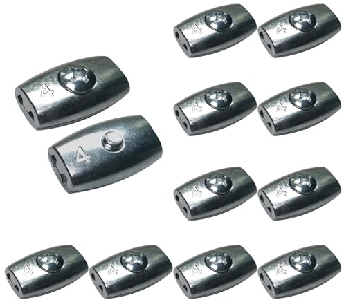 Pony ZG 12 stycken repklämmor 4 mm zinklegering vajerklämma äggform, repklämma kabelkontakt för skruvning, trådklämma för vajerlinor 4 mm