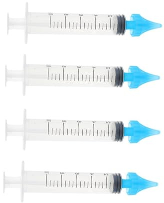 Hohopeti Ohrspritze zur Ohrenschmalz Entfernung 10 ml 4 Stück-Pack Ohrreinigungsspritze aus Kunststoff zum Sicheren Reinigen der Ohren