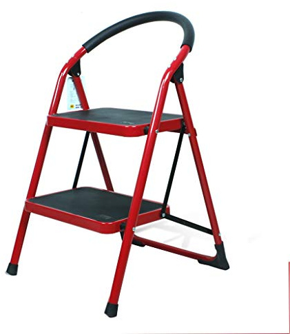 LISHEUK Sgabello Pieghevole con scaletta per Camera da Letto e libreria, Sgabello in Metallo a Due gradini con scaletta a Tre gradini, Piccolo Sgabello per la casa per Il Bordo d