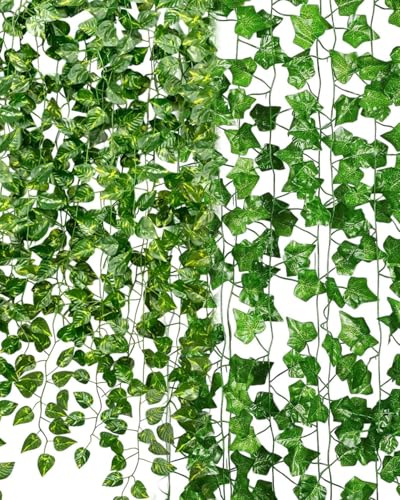 JEXOWIQ 10Pcs Guirlandes de Lierre Artificiel, 210cm - Vignes Faux Tombante Réalistes pour Décoration Chambre et Jardin Intérieure/Extérieure,Plante Artificielle,mur vegetal artificiel interieur
