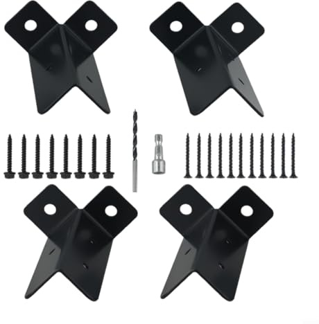Gdfnmogo Soportes de base de anclaje ajustables para postes de cubierta, paquete de 4 soportes de hierro para valla y pérgola para postes de madera, cubiertas y suelos de hormigón, 127 mm de altura