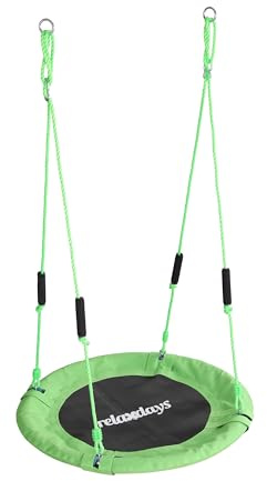 Relaxdays Runt utomhusbo gunga med vadderade handtag, justerbar, Ø 80 cm, upp till 100 kg, grön
