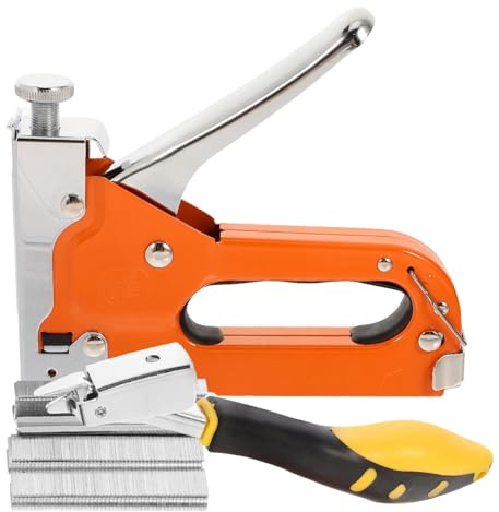 MOBUTOFU Manual Stapler Gun Woodworking Staple Tool Kit with Staple Remover Heavy Duty Handheld Stapling Tool for Carpentry and DIY Projects