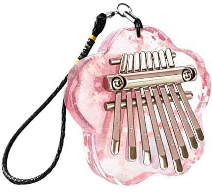 De 8 Teclas Portátil Acrílico Translúcido Con Flor Y Cordón | Mini Piano de Pulgar Para Hogar Escuela Reunión Familiar Viaje al Aire