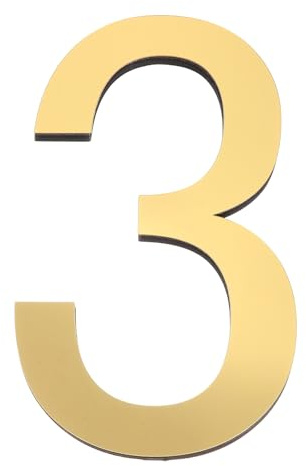 PATIKIL 8 Inch Gold House Numbers, Self-Adhesive Acrylic Mirror Finish 3 House Address Numbers for Outside Address Home Apartments Office Hotel Room