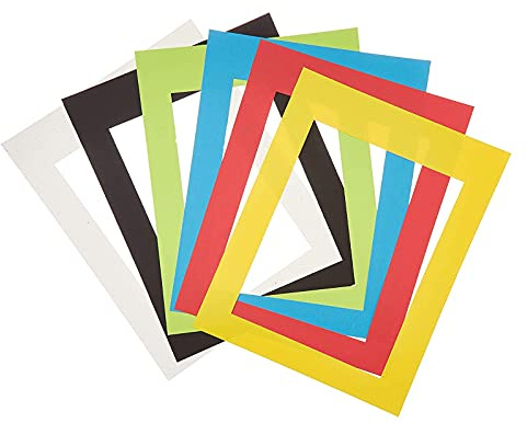 Hygloss Bright Frames - Rectangle Paper Frame with Rectangle Cut-out - 6 Fun Colors - Large Frame - 11” x 14” - Opening Size 8” x 10.5” - 24 Count