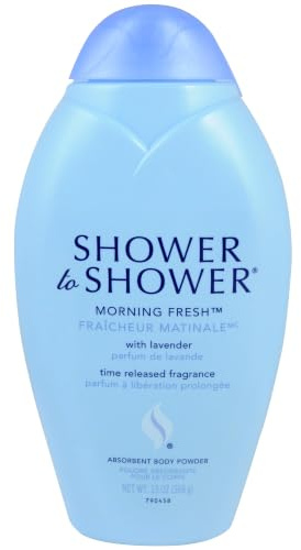Shower to Shower Morning Fresh Body Powder with Lavender for Men & Women, Talc Free, Sweat Absorbing, Prevents Chafing & Odor, Deodorizing All Over Body Powder for Long Lasting Freshness, 13 OZ