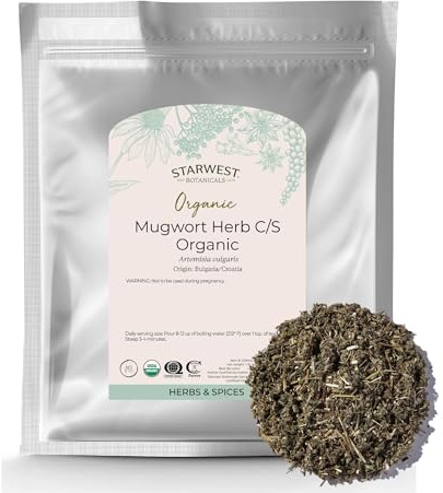 Starwest Botanicals Organic Mugwort Herb - Dried Loose Leaf Herb for Tea & Culinary Use, Cut & Sifted, Certified Kosher, Non-GMO - Bulk 1 lb Bag